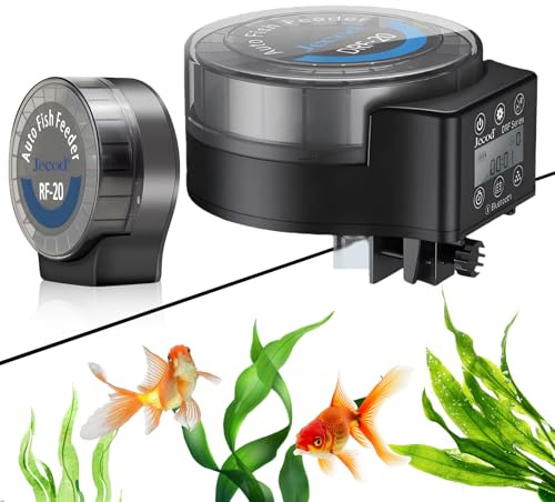 Comedero automático para acuario, comedero automático para acuario con temporizador, 140 ml, dispensador de alimento para peces, dispensador de alimentos para acuarios con pilas, comedero automático
