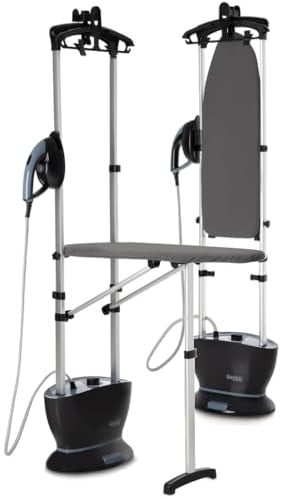 2-in-1 Dampfglätter mit Bügeltisch – All-in-One Gerät 2400W, 4 bar, 50 g/min – Vertikales & Horizontales Glätten für Kleidung und Heimtextilien