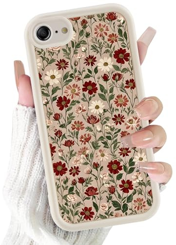 Xylota Handyhülle für iPhone 8/7/SE 2020/SE 2022 4,7 Hülle, Aesthetic Blumen Bunt Muster Mädchen Frauen Case, Weich Silikon Dünn TPU Bumper Stoßfeste Kratzfest Schutzhülle Cover für iPhone 7, Weiß