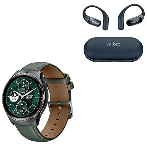 Mibro Lite3 Pro Smartwatch Herren Damen Rund 45mm (Dunkelgrün) und OpenEar Pro Kopfhörer Bluetooth 5.4 (Schwarz), Spazierengehen, Joggen, Fitnessstudio, Radfahren, Pendeln