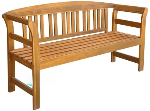DELUKE Gartenbank Holz Luna 157 cm Massivholz Akazie Holzbank Wetterfest | Sitzbank 3 Sitzer Bank Garten