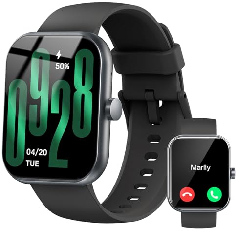 Smartwatch Damen Herren (Anrufe/Alexa), 1.91 HD Fitnessuhr mit Pulsuhr Schlafmonitor Sauerstoff Schrittzähler Uhr, Sportuhr IP68 Wasserdicht Fitness Tracker, 100 Sportmodi Smart Watch für iOS Android