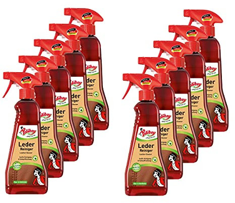 Poliboy - Leder Reiniger - für alle Lederarten, Kunstleder und Materialmix - extra langer Anlaufschutz - Lederreinigung - 10er Pack - 10x375ml Flasche (3,75 Liter) - Made in Germany