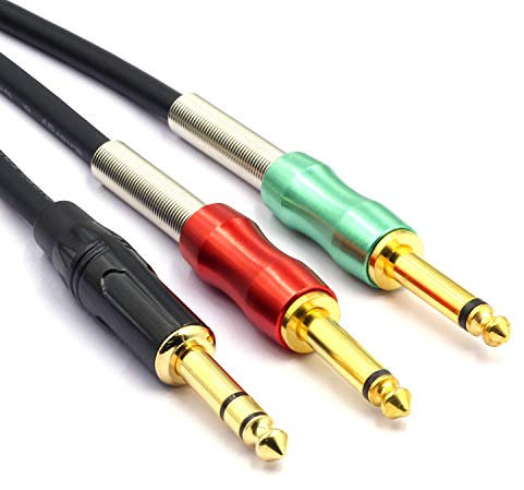 SiYear Câble audio répartiteur TRS stéréo TRS mâle plaqué or de 6,35 mm vers 2 x 6,35 mm mâle mono Y - 1,5 m