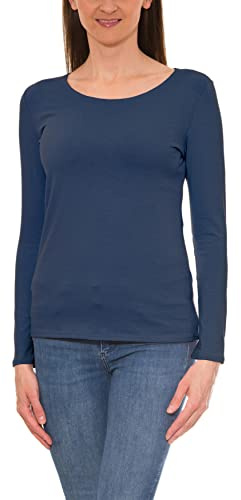 Alkato Damen Langarm Shirt mit O-Ausschnitt
