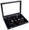 AUTOARK Boîte à Bijoux en Velours,Présentoir à Bijoux,our 55 paires boucle d'oreilles,Couvercle en Verre,Noir,AJ-085