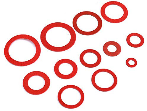600pcs Junta de junta de fibra vulcanizada roja Kit de clasificación de papel de acero rojo Papel de aislamiento redondo