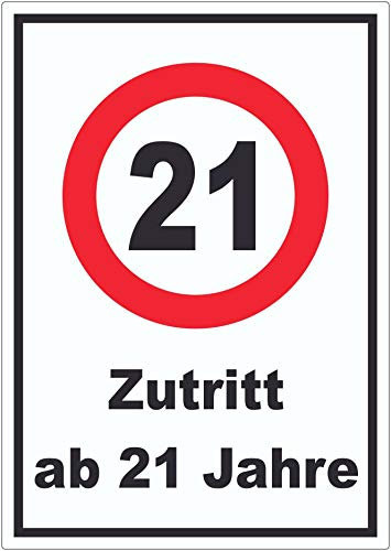Zutritt ab 21 Jahre Aufkleber A6 (105x148mm)