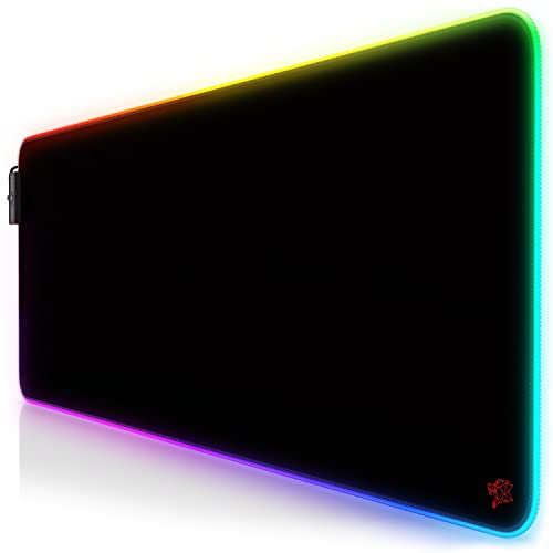 TITANWOLF - RGB Tapis de Souris Gaming XXL - LED Lumineuse Tapis de Souris Multicolore 11 Modes - 800 x 300mm - Surface antidérapante pour Les Joueurs de l’Ordinateur PC et du Mac - Noir