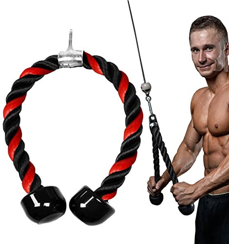 Taeku Corda Tricipiti Palestra, Nylon Manici Antiscivolo Tirare Giù Corda Attaccatura Intrecciato Cavo Tricep Corda per Fitness in Palestra O Casa (Rosso 70CM)