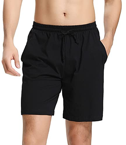 Aseniza Pantalones Cortos Hombre 100% Algodon Pantalon Corto Pijama Hombre Elástico Verano a Color Sólido Pantalon Corto Casa