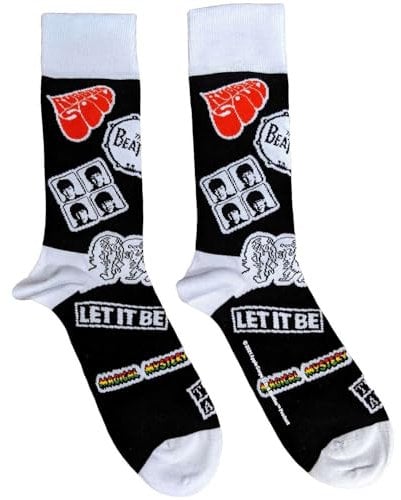 The Beatles Calzini Icons Band Logo Nuovo Ufficiale Uomo Nero (Uk Size 7-11) Size One Size