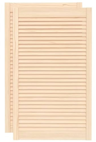 vidaXL 2X Madera Maciza de Pino Puertas Tipo Persiana con Celosía Rejilla Armario Tablillas Guardarropa Separador Decoración 99,3x59,4cm