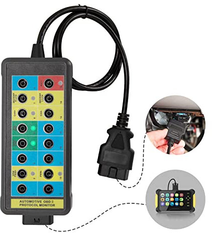 KAISAL OBD2 Breakout Box obd2 Diagnosegerät 16 Pin OBDII Protokoll Detektor Diagnosewerkzeug für Kommunikation Auto Diagnose Scan Tool mit Automotor Fehler-Code Scanner,Erdungserkennung