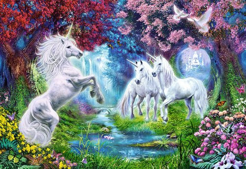 alles-meine.de GmbH Puzzle 260 Teile - Einhörner im Märchenwald - Einhorn - Kinderpuzzle für Kinder Pferde Tier Tiere Märchen Zauberhaft