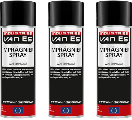 VE-INDUSTRIES Lot de 3 sprays imperméabilisants, imperméabilisants, textiles, tentes, toits de cabriolet, auvents, résistants à l'eau et à la saleté