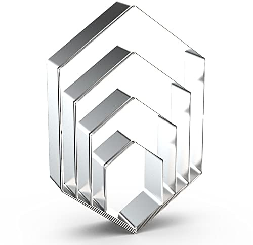 QAAQS Long Hexagon Cookie Cutter Set - 5 Inch, 4 Inch, 3 Inch, 2 Inch - Geometric Gem Frame Plaque Cookie Cutters Shapes Molds - Stainless Steel