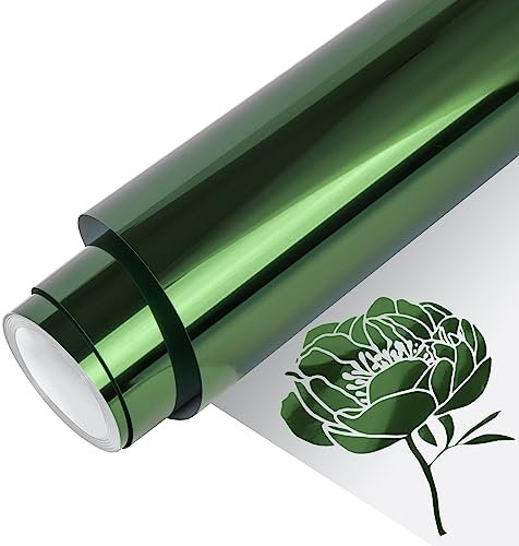 VINYL FROG HTV-Vinyl-Rolle, Metallic-Folie, 30,5 x 1,5 m, Dunkelgrün, Chrom, Wärmetransfer-Vinyl, zum Aufbügeln, einfach zu schneiden und zu entgitten, DIY Heat Press Design für T-Shirts, VF-HTV14-DG