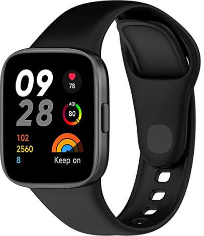 HOMTERN Compatible with Xiaomi Mi Watch Lite 3 and Redmi Watch 3 Straps, Flexible Silicone Durable Smartwatch Replacement Bands for Women and Men, Black