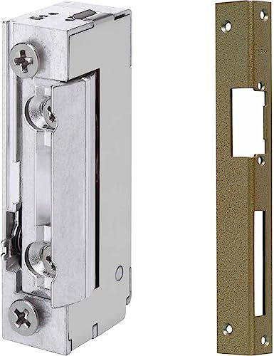 Eff-Eff 118E-A71 Türöffner 118E FaFix 10-24V AC/DC ohne Schließblech & ABUS Tür-Winkelschließblech WST, für DIN-rechts Türen, hammerschlag-gold, 21536