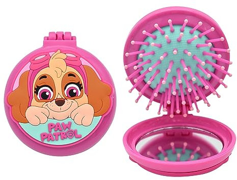 Paw Patrol Kinder Haarbürste - Haarbürste ohne Ziepen Kopfhaut Massagebürste mit Taschenspiegel Gegen Knoten und Spliss für jeden Haartyp für Kinder