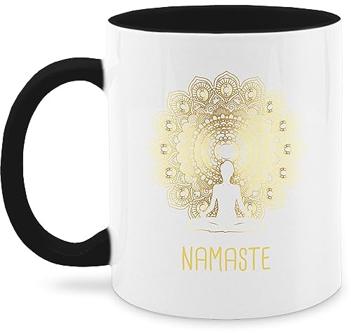 Tasse Tassen 325ml - Namaste Yoga Chakra Mandala - 325 ml - Schwarz - teetasse spirituell yoga-tasse joga fans kindertasse spirituelle yoga+tasse meditation motiv mug geschenke für mit kaffeebecher