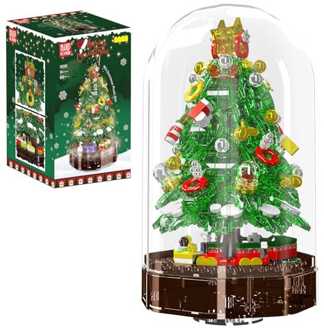 Mould King 10090 Juego de Bloques de construcción de árboles de Navidad, Juego de Modelos de Cajas de música navideña con Luces led, Juguetes de Regalo navideño para Adultos y niños años