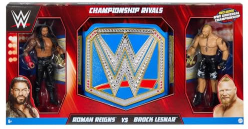 Mattel WWF/WWE Championship Rivals Roman Reigns vs. Brock Lesnar Actionfiguren-Set mit Universal-Gürtel