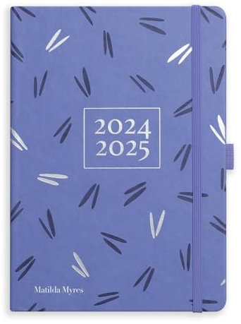Matilda Myres Schülerkalender 2024-2025, A5, ein Tag pro Seite, Mitte Jahr, Juli 24 bis Juli 25, Dokumentenaufbewahrungstasche, Flieder