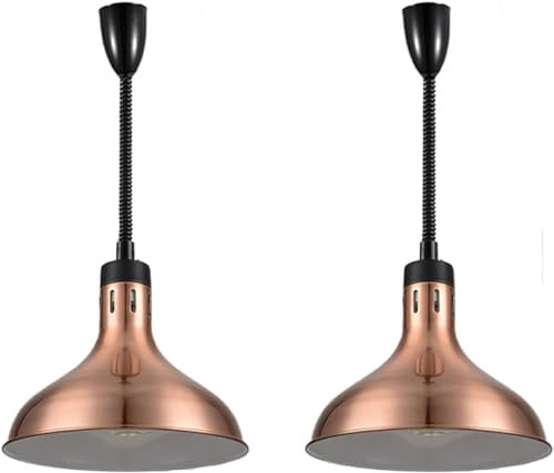 KEuLen Wärmelampe für Lebensmittel, kommerzielle Beleuchtung zum Erhitzen von Lebensmitteln, Teleskop-Heizlampen für Buffet-Küche (Farbe : Rotes Kupfer, Größe : 2 Stück)