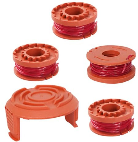 XINTONG 5 PCS Bobine Fil Coupe Bordure remplacements pour B20v Worx Tondeuse wg180 / wg163 / wg175, Bobine de Fil de Rechange,(4 Bobine Fil Coupe Bordure,1 Couvercle)