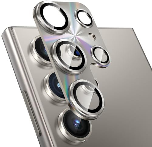 Fewdew for Samsung Galaxy S24 Ultra Camera Lens Protector, 9H Tempered Glass [Ultra HD][Anti Scrach] [Strong Adsorption] Metal Ring Camera Screen Protector Cover for S24 Ultra,Laser Grey