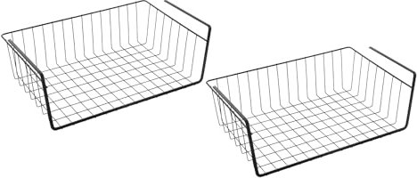 Metaltex Juego de 2 unidades de cesta subterránea. Porta objetos cocina alambre metálico. Estantes para ahorrar espacio cocina y organizador multiusos baño, despensa, armarios. Cesta para armario 40 x