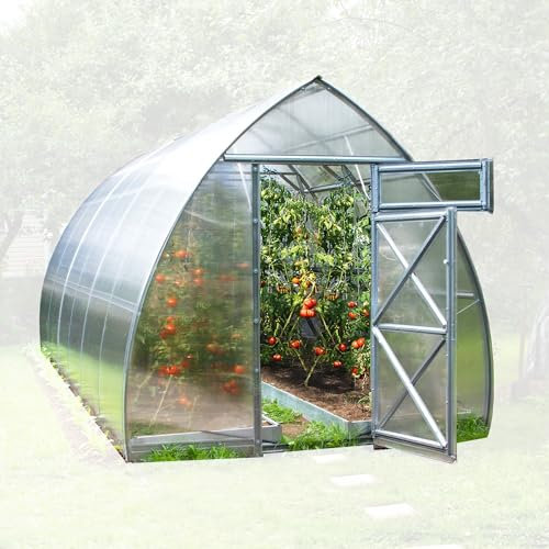 Farmhof2 - Invernadero resistente con marco de acero galvanizado, policarbonato de 4 mm, 4 x 2,6 m, 2 puertas y 2 ventanas
