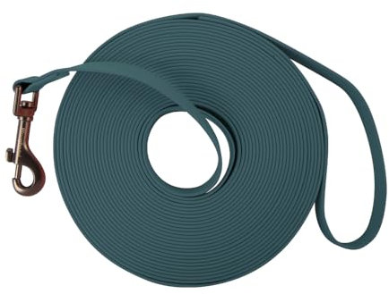 Longe pour Chien,Laisse pour Chien avec poignée et Sac de Rangement, Laisses de Dressage étanches pour Chiens,1.5m/3m/5m/10m/15m Longe Robuste pour Petits, Moyens et Grands Chiens(Vert foncé, 5 M)