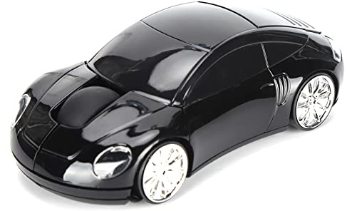 Locadence Souris sans Fil 2,4 Ghz, Souris Optique sans Fil en Forme Voiture Sport, Souris Jeu Classique en Forme Voiture avec Phares LED pour Ordinateurs Portables (Noir)
