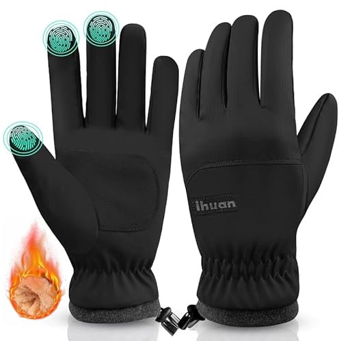 ihuan Thermo Fahrradhandschuhe Damen Herren Warme Radsport Handschuhe für Winter, Touchscreen Wasserdicht Winddicht rutschfest für Laufen, Skifahren, Wandern