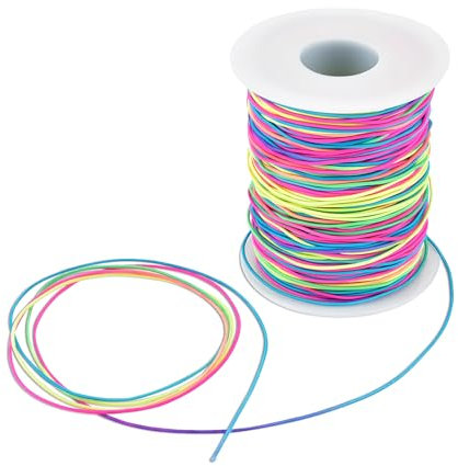 ONEBOOM Filo Elastico per Braccialetti da 100 m,Filato di Poliestere,Flessibile,Non Facile da Rompere,Adatto Per la Tessitura di Braccialetti,Collane, Anelli,Catene Per Telefoni CEllulari-Colorati