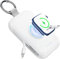 RORRY Power Bank, 5000mAh Externe Handy Akkus mit eingebauten Kabeln, Schlüsselanhänger Powerbank Kompatibel mit iPhone 16/15/14/13/12 und für Apple Watch 9/Ultra 2/8/Ultra/7/6/Se/5/4, Weiß