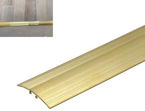 Barre de Seuil 90 100 110 120 130 140 150 Cm de Longueur de Bande de Transition de Sol en Laiton, Barre de Seuil de 3 3,5 4 5 6 Cm de Largeur, Bande de Séparation de Sol en Bois et Carrelage(L150cm(59