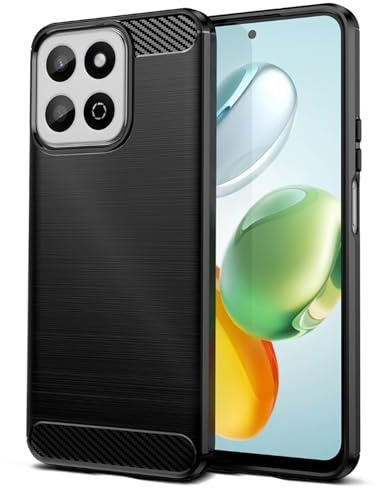 Qiinogow Custodia Ultrasottile per Honor 200 Smart, Nero | Custodia con Effetto Fibra di Carbonio, Finitura Spazzolata, Antiurto e Antigraffio, TPU Flessibile