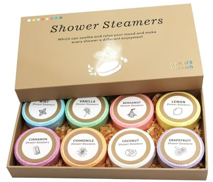 Duschbomben Aromatherapie, Shower Steamers Aromatherapie, 8 Stück 8 Düfte Duschdampfer Badebomben Badekugeln, Duschbomben Set Geschenke für Frauen
