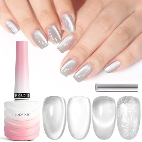 DouborQ 15ml 9D Wide Cat Eyes Gel Nail Polish Magnetic Starry Sky Gel Polish Effect Gel Nail (Moonlight Silver, 15 ML)