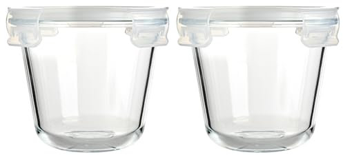 SXUUXB 710ml Glasbehälter mit Deckel Rund, 2er Glasschüssel mit Deckel, BPA-Freie Meal Prep Gläser Boxen, Frischhaltedosen Glas mit Deckel, Stapelbar Glasdosen mit Deckel Set für Mikrowellen, Backöfen