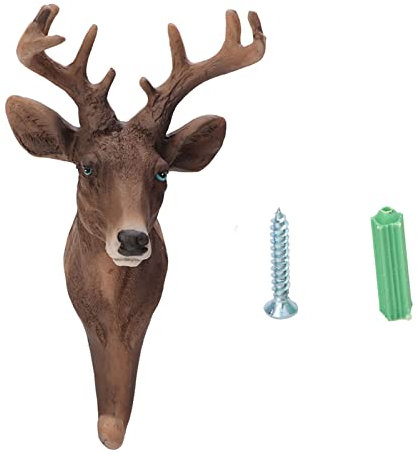 Natudeco Sika-Hirschkopf-Haken, Kunstharz, einzelner Wandhaken, Retro-Nordischer Stil, lebensechte Details, Tierform, Mantel, Hut, Kleiderbügel, Haken für den Eingangsbereich,