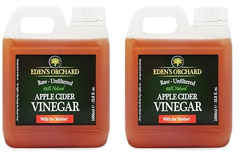 Eden’s Orchard Apple Cider Vinegar with the Mother | Raw and Unfiltered | 1 Litre Jerry Can | Pack of 2 | 2 Litres | 70.4 fl. oz. | 2000ml