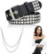 Punk Rock Nietengürtel für Punk-Ledergürtel Gotischer Gürtel Schwarzer Studded Belt - Punk Rock Nietengürtel mit Doppellagiger Kette, Perfekt für Gothic, Emo, Grunge und Punk-Outfit