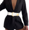 WHIPPY Damen Breiter Gürtel Taillengürtel Stretch für Kleid Elastischer Gürtel Hüftgürtel für Damen Goldener Schnalle, weiß 35