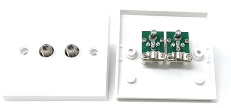 Façade murale double double type F - Prise TV simple prise satellite, radio, norme UK/UE, blanc