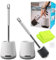 FLOORINGTON Silicone Toilet Brush & Holder Set 2 PACK, Bathroom Toilet Cleaning Kit with Quick Drying Holder, Deep Cleaning Rubber Loo Brush for Superior Bathroom Care with Free 2 Microfibre Cloth